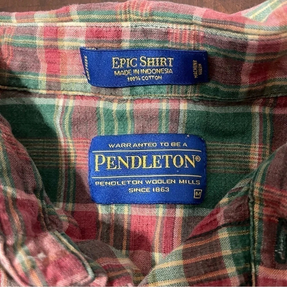 Pendleton Long Sleeve Pearl Snap Button Up Medium Red And Green - Picture 4 of 5